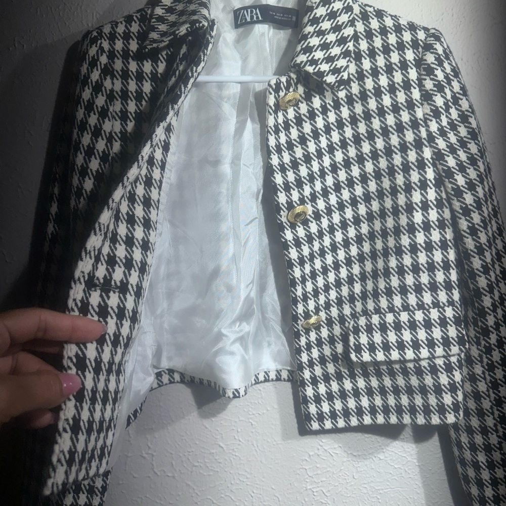 Blazer Zara houndstooth golden button .size XS. - Picture 9 of 13